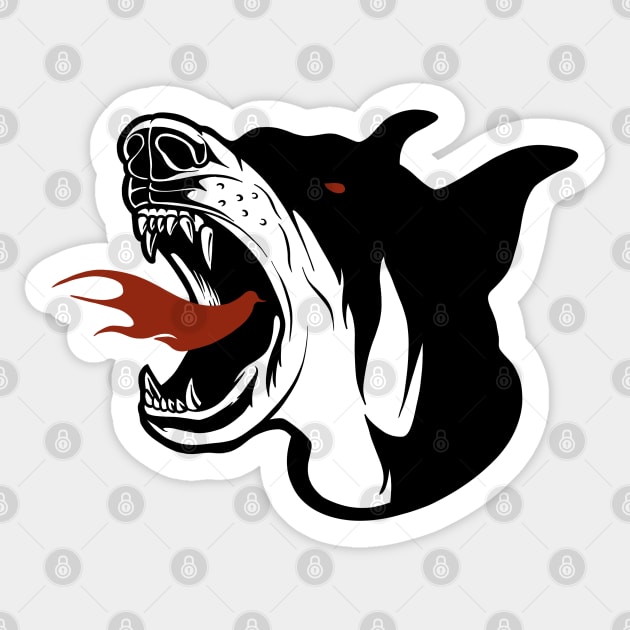 Doberman's hellish head Sticker by SYLPAT